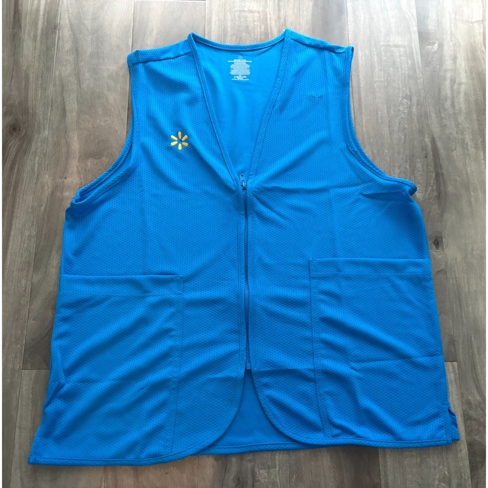 Walmart Employee Uniform Vest Blue‎ Thrill Zipper Pockets Womens Large L